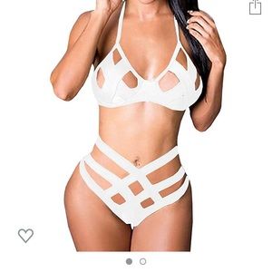 White cut out swim suit